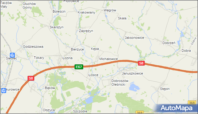 mapa Michałowice gmina Długołęka, Michałowice gmina Długołęka na mapie Targeo