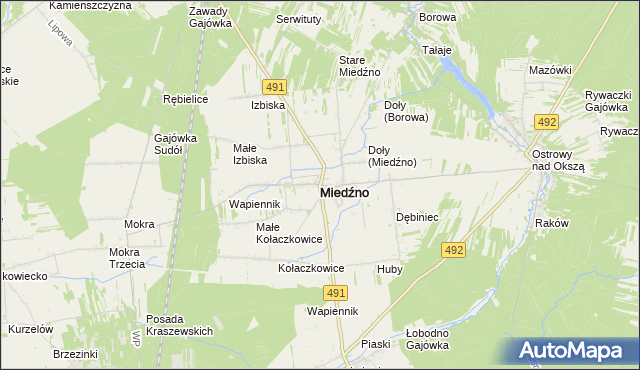 mapa Miedźno powiat kłobucki, Miedźno powiat kłobucki na mapie Targeo