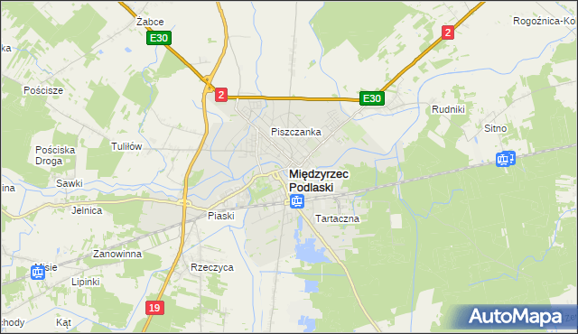 mapa Międzyrzec Podlaski, Międzyrzec Podlaski na mapie Targeo