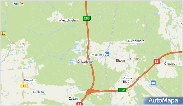 mapa Miękowo gmina Goleniów, Miękowo gmina Goleniów na mapie Targeo