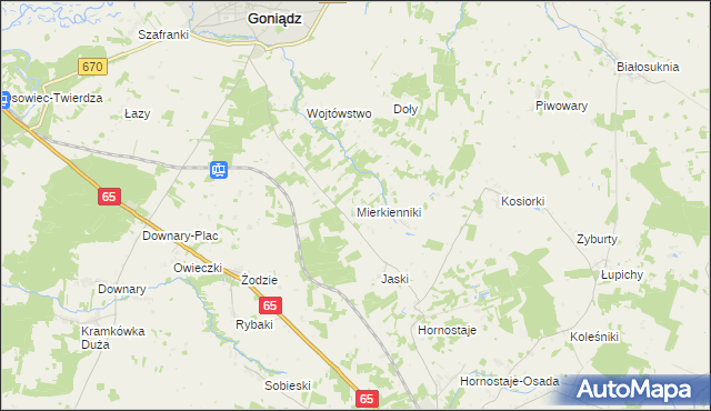 mapa Mierkienniki, Mierkienniki na mapie Targeo