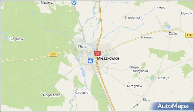 mapa Mieszkowice powiat gryfiński, Mieszkowice powiat gryfiński na mapie Targeo