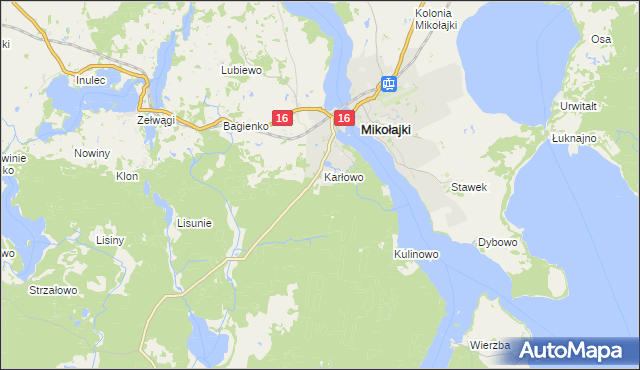 mapa Mikołajki powiat mrągowski, Mikołajki powiat mrągowski na mapie Targeo