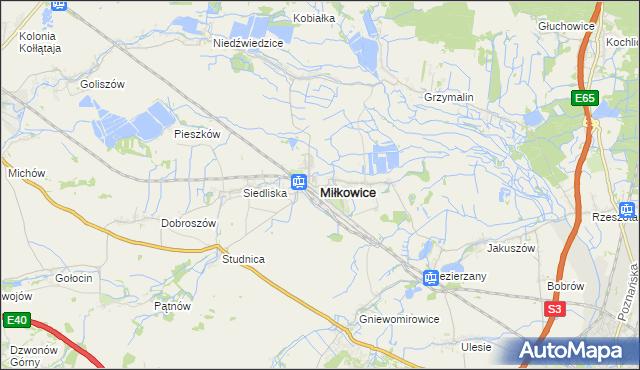 mapa Miłkowice powiat legnicki, Miłkowice powiat legnicki na mapie Targeo