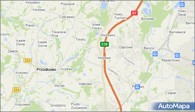 mapa Miszewo gmina Żukowo, Miszewo gmina Żukowo na mapie Targeo