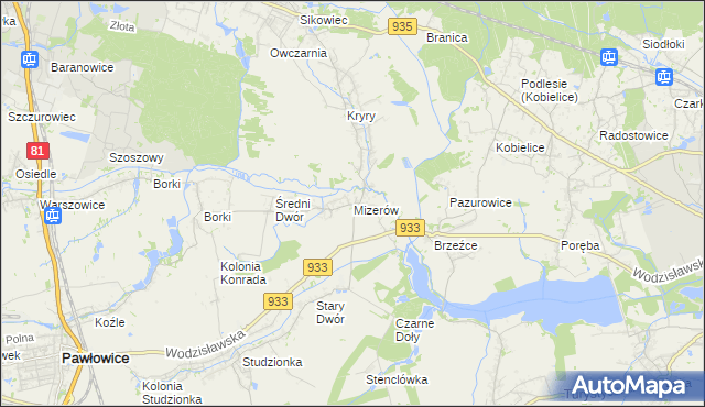 mapa Mizerów, Mizerów na mapie Targeo