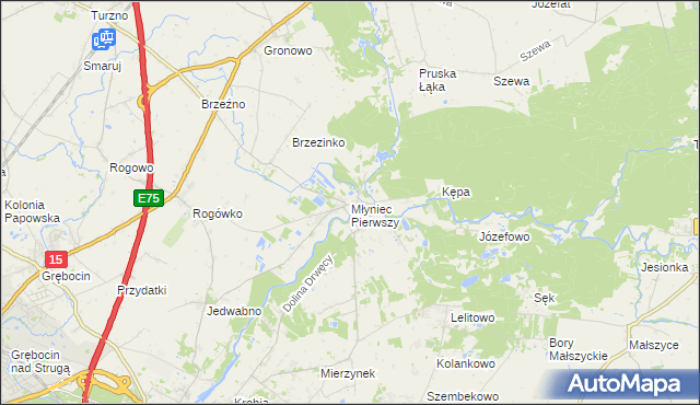 mapa Młyniec Pierwszy, Młyniec Pierwszy na mapie Targeo