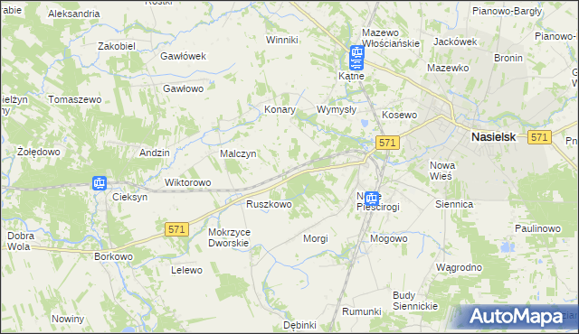 mapa Mokrzyce Włościańskie, Mokrzyce Włościańskie na mapie Targeo