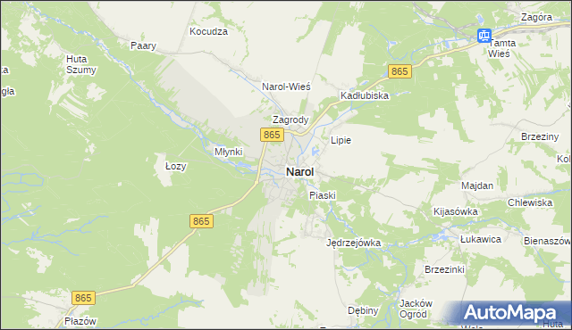 mapa Narol, Narol na mapie Targeo