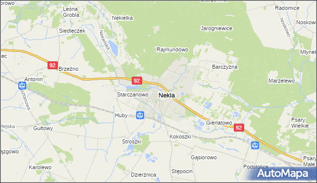 mapa Nekla powiat wrzesiński, Nekla powiat wrzesiński na mapie Targeo