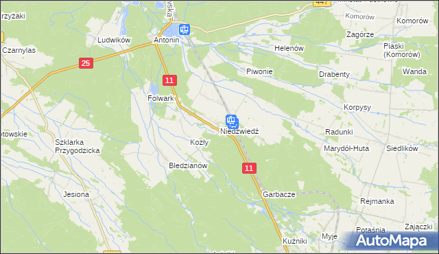 mapa Niedźwiedź gmina Ostrzeszów, Niedźwiedź gmina Ostrzeszów na mapie Targeo