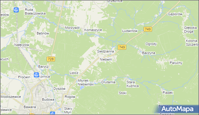 mapa Nieświń, Nieświń na mapie Targeo