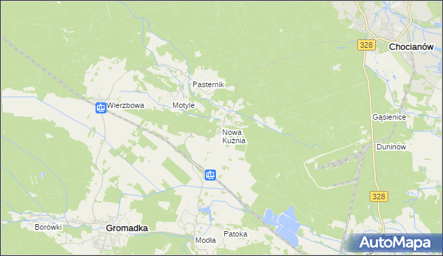 mapa Nowa Kuźnia gmina Gromadka, Nowa Kuźnia gmina Gromadka na mapie Targeo