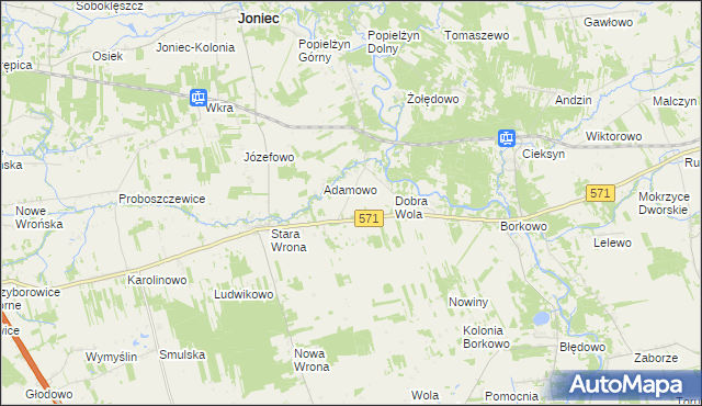 mapa Nowa Wrona gmina Nasielsk, Nowa Wrona gmina Nasielsk na mapie Targeo