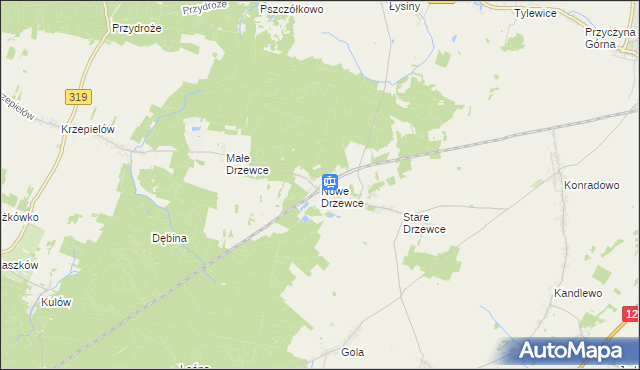 mapa Nowe Drzewce, Nowe Drzewce na mapie Targeo