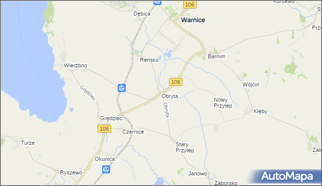 mapa Obryta, Obryta na mapie Targeo