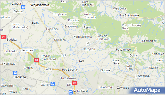 mapa Odrzykoń, Odrzykoń na mapie Targeo