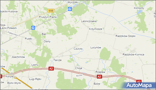 mapa Olędy gmina Zbuczyn, Olędy gmina Zbuczyn na mapie Targeo