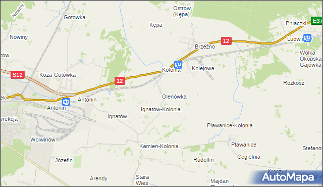mapa Olenówka, Olenówka na mapie Targeo