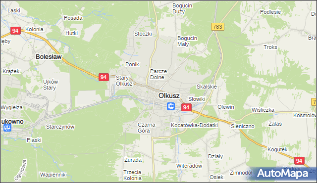 mapa Olkusz, Olkusz na mapie Targeo