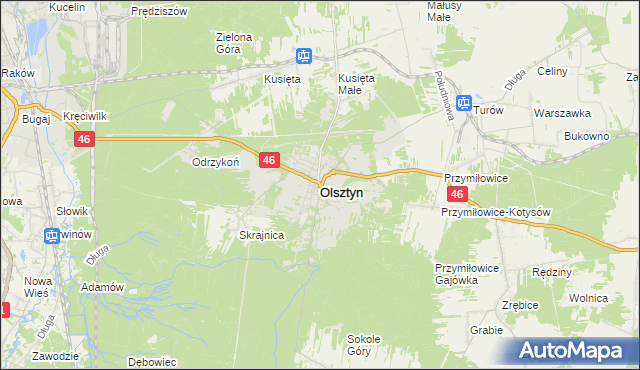 mapa Olsztyn powiat częstochowski, Olsztyn powiat częstochowski na mapie Targeo