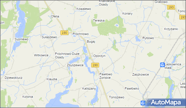 mapa Oporzyn, Oporzyn na mapie Targeo