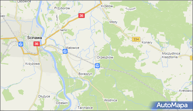 mapa Orzeszków gmina Wińsko, Orzeszków gmina Wińsko na mapie Targeo