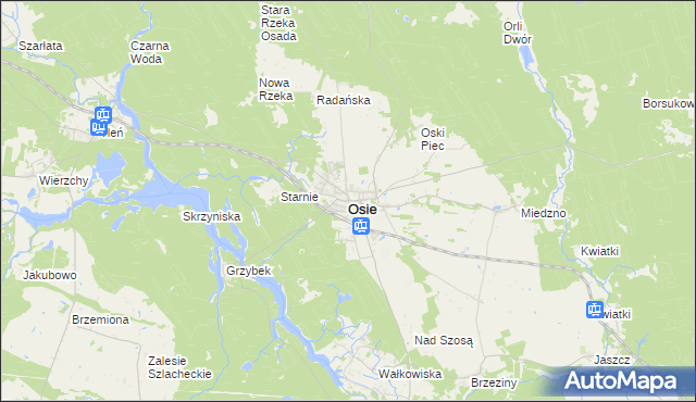 mapa Osie, Osie na mapie Targeo
