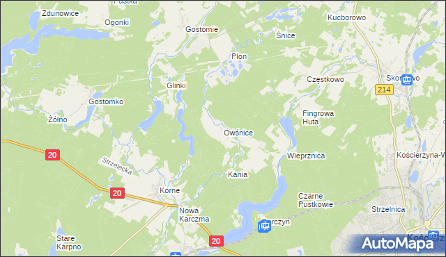 mapa Owśnice, Owśnice na mapie Targeo