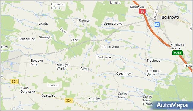 mapa Parłowice, Parłowice na mapie Targeo