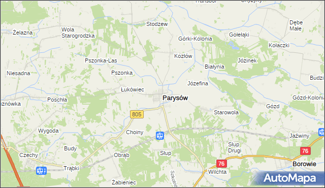mapa Parysów, Parysów na mapie Targeo
