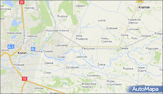 mapa Patrzyków gmina Kramsk, Patrzyków gmina Kramsk na mapie Targeo