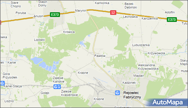 mapa Pawłów gmina Rejowiec Fabryczny, Pawłów gmina Rejowiec Fabryczny na mapie Targeo