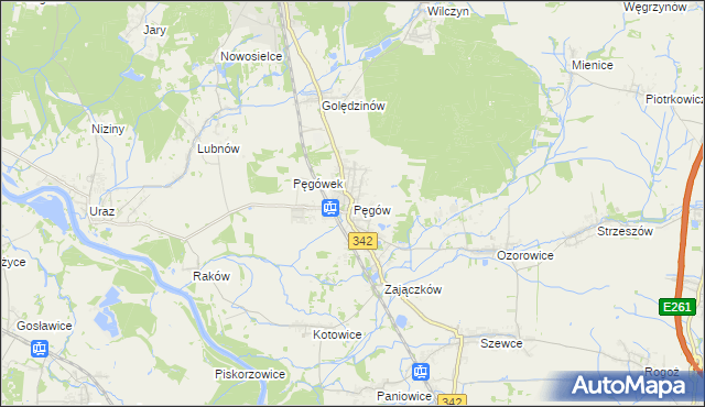 mapa Pęgów gmina Oborniki Śląskie, Pęgów gmina Oborniki Śląskie na mapie Targeo
