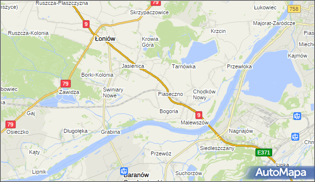 mapa Piaseczno gmina Łoniów, Piaseczno gmina Łoniów na mapie Targeo