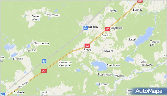 mapa Piece gmina Kaliska, Piece gmina Kaliska na mapie Targeo