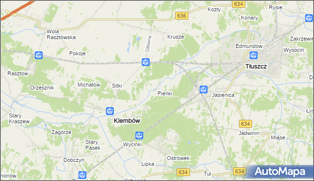 mapa Pieńki gmina Klembów, Pieńki gmina Klembów na mapie Targeo