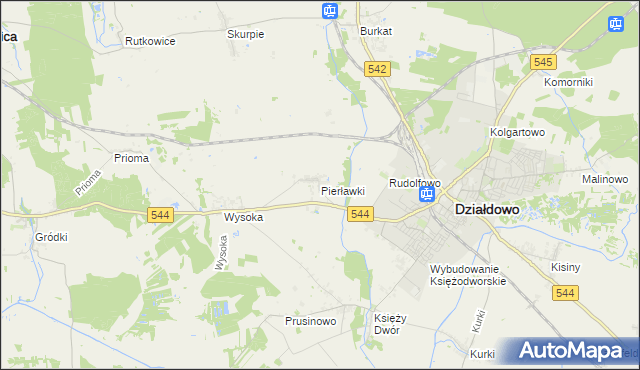 mapa Pierławki gmina Działdowo, Pierławki gmina Działdowo na mapie Targeo