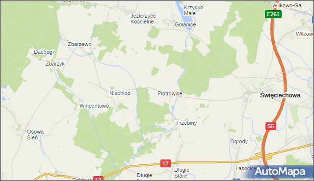 mapa Piotrowice gmina Święciechowa, Piotrowice gmina Święciechowa na mapie Targeo