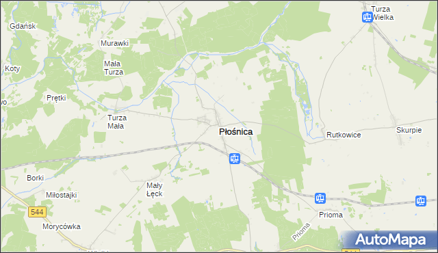 mapa Płośnica, Płośnica na mapie Targeo