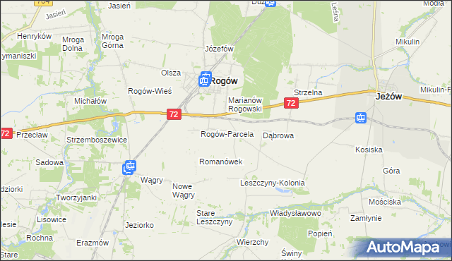 mapa Popień gmina Rogów, Popień gmina Rogów na mapie Targeo