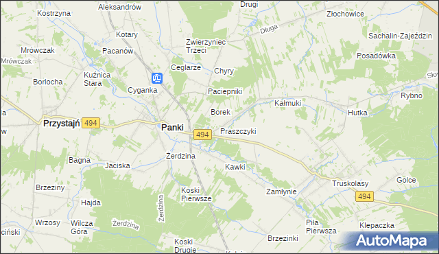 mapa Praszczyki, Praszczyki na mapie Targeo