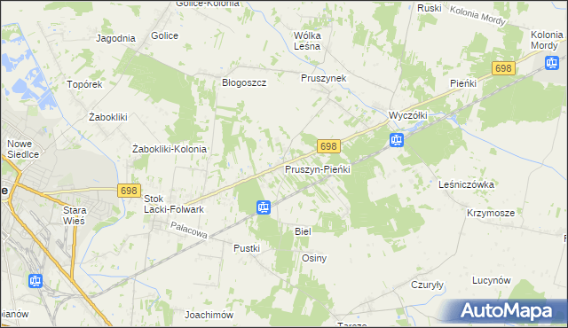 mapa Pruszyn-Pieńki, Pruszyn-Pieńki na mapie Targeo