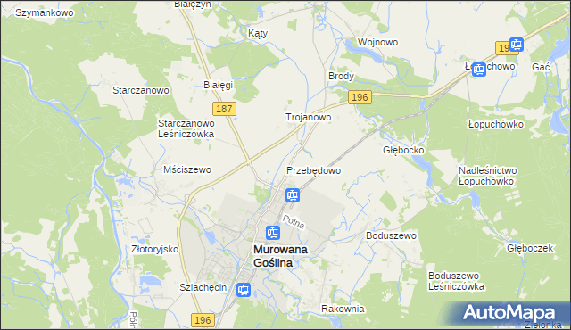 mapa Przebędowo gmina Murowana Goślina, Przebędowo gmina Murowana Goślina na mapie Targeo