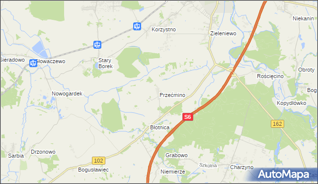 mapa Przećmino, Przećmino na mapie Targeo