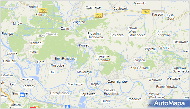 mapa Przeginia Narodowa, Przeginia Narodowa na mapie Targeo