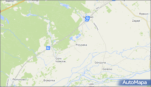 mapa Przysieka gmina Zwierzyn, Przysieka gmina Zwierzyn na mapie Targeo