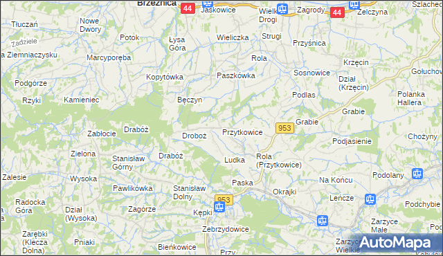 mapa Przytkowice, Przytkowice na mapie Targeo