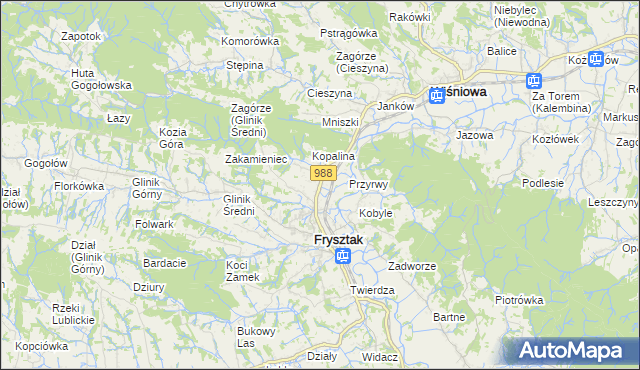 mapa Pułanki gmina Frysztak, Pułanki gmina Frysztak na mapie Targeo