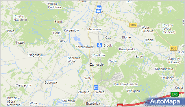 mapa Pustków gmina Dębica, Pustków gmina Dębica na mapie Targeo